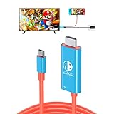 JINGDU Ultraportátil USB Tipo C a HDMI TV Cable Adaptador para Switch/OLED,Cable de conversión HDMI 4K de 2m,Admite TV/Cubierta de Vapor/Ordenador portátil/PC, Rojo y Azul