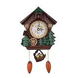 Wifehelper Reloj de cuco, árbol de casa, reloj de pared, decoración vintage para el hogar, reloj de cuco, péndulo de cuarzo, reloj de pared