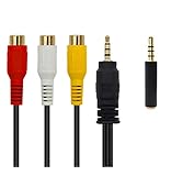 QiCheng&LYS Cable AV Jack 3.5, Cable Audio RCA, Cable AV Cable 3.5 mm RCA Suitable for MP3/PC, 3.5 mm Macho Cable AUX 3.5 Straight Through 3RCA (Straight 15CM)