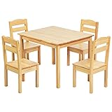 LIFEZEAL Детский комплект стола и стульев, Детский стол с 4 стульями, Набор деревянных столов, Детский письменный комплект мебели для детского сада и дома (Природа)