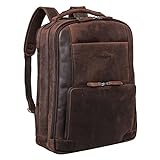 Чоловічий стильний шкіряний рюкзак для ноутбука STILORD 'Harlow' Бізнес-рюкзак XL Рюкзак із багатьма відділеннями та системою візків з вінтажної натуральної шкіри, колір: Zamora - коричневий