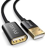5m Nylon USB 2.0 extensión Negra, Cable de extensión A-A, Enchufe de Aluminio, Funda de Tela
