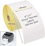 10 rollos de etiquetas térmicas directas, (5000 etiquetas) blancas 10 cm x 15 cm, para impresora Zebra GK420D, GX420D y GK420T