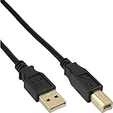 InLine 34550S - Cable USB 2.0 (Conector A a Conector B, 10 m, Conectores Dorados), Color Negro
