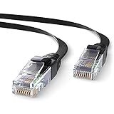 Mr. Tronic 10m Cable de Red Ethernet Plano | CAT6, CCA, UTP | Conectores RJ45 | LAN Gigabit de Alta Velocidad | Conexión a Internet | Ideal para PC, Router, Modem, Switch, TV (10 Metros, Negro)