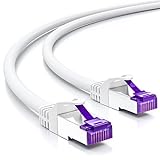 deleyCON 15m RJ45 Cable de Conexión Ethernet & Red con Cable en Bruto CAT7 S-FTP PiMF Blindaje Gigabit LAN SFTP Cobre DSL Conmutador Enrutador Patch Panel - Blanco