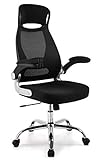 Chaise de bureau pivotante IntimaTe WM Heart avec dossier haut, ergonomique, inclinable, accoudoirs pliants, couleur noire N03C
