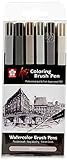 Sakura KOI Coloring Brush Set 6 - Pack de 6 rotuladores, Punta pincel