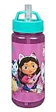 स्कूली गैबी की गुड़ियाघर की बोतल - डिज़ाइन वाली बच्चों की बोतल - BPA मुक्त प्लास्टिक पानी की बोतल - क्षमता लगभग। 500 मिली - एकीकृत पुआल - स्कूल के लिए आदर्श