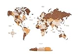 Woodvio - Mapa del mundo de madera, decoración de pared para el hogar y la oficina, tamaño Extra Large (213x113 cm), también disponible en tamaño M y L
