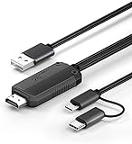 YEHUA Cable USB C/Micro USB a HDMI 2-en-1 Soporta Netflix, Adaptador MHL a HDMI de 6.6 Pies 1080P HD TikTok Mirroring para Xiaomi/Huawei Todos los Teléfonos Inteligentes a TV/Proyector/Monitor.