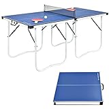 WIN.MAX Mesa de Ping-Pong Mediana, Mesa de Ping-Pong Plegable con Red HBT: 152 x 73 x 67 cm, Placa TT para Interiores y Exteriores, Azul