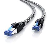Primewire – 3m Cable de Red Cat 8 - Gigabit Ethernet Cable LAN 40000 Mbit S - Revestido de Tela - Cat.8 Cable Crudo con Conector RJ 45 - S FTP blindaje Pimf - Switch Router Modem Access Point