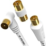 G-PLUG TV Antenna Cable 0.5m with Plug Adapter – Satellite Coaxial Cable – TV Antenna Cable, Male to Male AV Antenna Cable, Coaxial Extension, RF Connector, Gold – FreeView/FreeSat/Sky Box