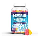 VITALDIN Probiótico gummies – 500 millones de cepas de Bacillus Coagulans por dosis + Vitamina B12 – 60 gominolas (suministro para 1 mes), sabor a Frutas – Flora Intestinal – Niños & Adultos, 1 unidad