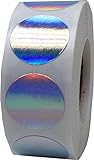 Plata Pegatinas de Círculos Holográficos, 19 mm 3/4 Pulgadas Etiquetas de Puntos 500 Paquete