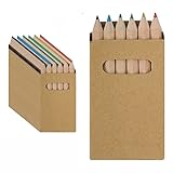 25 коробок із 6 міні-кольоровими олівцями. нетоксичний. Гладкі коробки, щоб ви могли персоналізувати їх на свій смак