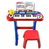 BONTEMPI 46936 - Piano électrique avec support, tabouret et microphone / 24 notes de musique / Piano pour enfants, Piano enfant débutant, Clavier musical / Instruments de musique