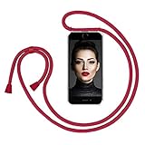 Zhinkarts Cadena para Teléfono Móvil Compatible con Apple iPhone 7/8 / SE (2020) - Funda con Collar de Cordón para Smartphone - Carcasa con Correa para Celular para Llevar - Rojo/Rojo