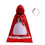 Lito Angels Disfraz de Vestido Caperucita Roja con Capa con Capucha para Niñas Pequeñas Talla 2-3 años, Rojo