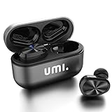 Amazon Brand - Umi trådløse-øretelefoner-W5s-hovedtelefoner-Bluetooth 5.2 trådløse hovedtelefoner IPX7-kompatibel iPhone Samsung Huawei og metaletui med opladningsdock (grå)