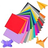 Tritart 220 Papel Origami 15x15cm & 10x10cm - 80g/m² Fácil de Plegar y Doble Cara - Papel Cuadrado para Papiroflexia - Manualidades Niños y Adultos