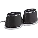 Amazon Basics - Altavoces para ordenador alimentados por USB con sonido dinámico , negros, juego de 1