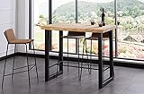 DNANARAVA. Visoka miza Chuck 120, barska miza, jedilna/kuhinjska miza iz toplega hrastovega lesa in mat črne kovinske noge. 120x70x100 cm
