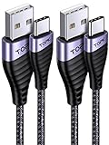 Cable USB C, TOPK [2Pack 2M] 3A Cable USB Tipo C Carga Rápida Cable Sincronización de Datos Nylon Carga Cable USB C para Samsung S21 S20 S10 S9 S8 Note20 Xiaomi Huawei P30 P20 P10