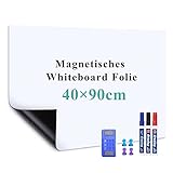 Warasee magnetisk tavleark, 40 * 90 cm selvklæbende whiteboardtavle, whiteboard velegnet til børn/familie/kontor, med tavlemarkører, viskelæder, magnet