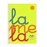 Cuaderno Espiral LAMELA Fluor, 4º 80 Hojas Cuadro 4 mm. Tapa Plástico (Amarillo)