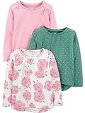 Simple Joys by Carter's 3-Pack Long-Sleeve Tops Camisa, Verde/Rosa, Floral, 3 años, Pack de 3