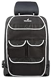 WALSER 30032 Organiseur pour enfants, sac de siège arrière Lucky Tom en noir/gris | protection siège auto avec protection dorsale