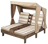 KidKraft 534 Tumbona doble de madera para niños con toldo y portavasos, muebles para jardín y exterior al aire libre