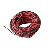VBLED Cable alargador de 20 metros - 22 AWG - negro/rojo - 12 V para tiras LED, minifoco, lámparas, audio, altavoz, alambre