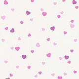 Papel pintado infantil con dibujos rosas l Papel pintado niñas con dibujos de corazones l Papel pintado beige estampado corazones rosas