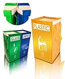 NYIKA - Bolsas Reciclaje - Cubos de Basura de Reciclaje - Papelera Reciclaje - Reciclaje Basura 3 Cubos - Contenedores de Reciclaje - Cubo de Basura