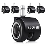 Secwell 5 pcs ລໍ້ເກົ້າອີ້ຫ້ອງການ (11mm/50mm) Silent Caster Replacement Wheels Thickened Hard Floor Wheels
