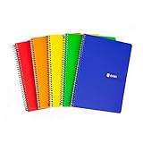 Enri Cuadernos A5+, Cuadrícula 4x4, Tapa Blanda, 80 Hojas, Pack 5 Libretas, Colores Surtidos