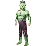 Rubies Disfraz Hulk Deluxe con pecho musculoso y máscara. Disfraz Oficial Hulk Marvel para Halloween, Carnaval, Navida y cumpleaños