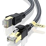 CABNEER Cable Ethernet Cat 8 20M, Cable de Red Trenzado Cable LAN Alta Velocidad 40Gbps 2000MHz con Conector RJ45, Compatible con Switch, PS5/4, Xbox X/S, PC, TV Box, Rúter, Módem, Cat 7