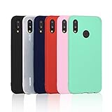 6 x Funda para Huawei P20 Lite, Wanxideng Carcasa Suave Mate en Silicona TPU, Soft Silicone Case Cover [ Negro+ Rojo+ Azul oscuro + Rosa + Verde Menta + Traslucido ]