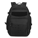 HUNTVP 40L taktisk rygsæk Assault Bag Militærstil Nylon Vandtæt taske til udendørs aktiviteter Vandring Jagt Rejser, sort