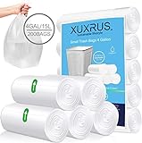 XUXRUS 15 л маленькі мішки для сміття, 200 пакетів прозорих пластикових мішків для сміття для сміттєвого бака для ванних кімнат, спалень, офісу, підходить для, прозорий