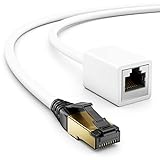 deleyCON 5m CAT8.1 RJ45 Extension Patch Cable Network Cable 40 GBit/s 2000 MHz S/FTP Copper PiMF 1x RJ45 Plug 1x RJ45 Socket For Ethernet LAN Gaming Streaming - White