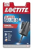 Loctite Super Glue-3 Pincel, pegamento transparente con pincel aplicador, adhesivo universal de triple resistencia, con fuerza instantánea y de fácil uso, 1x5 g
