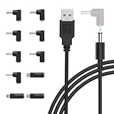 BERLS شارژ کابل برق 5 ولت USB به DC، جک کانکتور 5.5x2.5، 5.5x2.1، 4.8x1.7، 4.0x1.7، 4.0x1.35، 3.5x1.35، 3.0x1.1، 2.5x0.7 , USB Mini, USB-B, USB-C