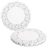 Vin Beauty 150 PCS 6.5 Inch White Lace Paper Doilies Disposable Round Buffet Cake Fried Food Party Wedding Tableware Decoration