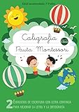 Caligrafía Pauta Montessori: Ejercicios de escritura con letra continua - Para mejorar la letra y la ortografía - Cuaderno pauta montessori 3.5mm (Cuaderno Caligrafia Niños)