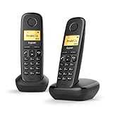 Gigaset A170 Duo Téléphone fixe sans fil DECT/GAP Noir - Teléfono (Teléfono DECT, Terminal inalámbrico, Altavoz, 50 entradas, Identificador de llamadas, Negro)[Versión francesa]